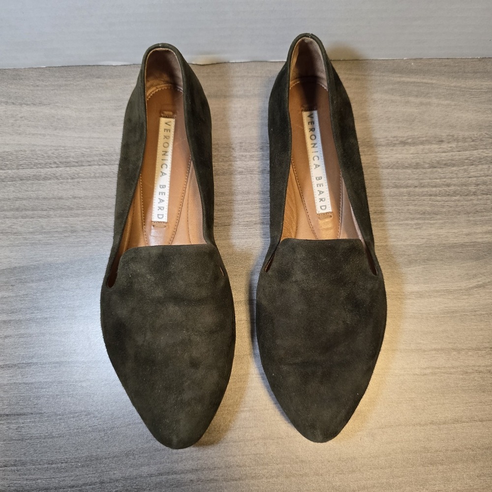Veronica Beard Olive Green Suede Flats Designer Luxury Made In Italy Sz 36.5 US6